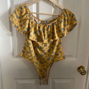Yellow and blue floral bodysuit